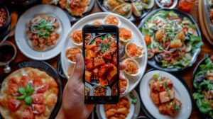 a-person-capturing-a-photo-of-food-on-a-table